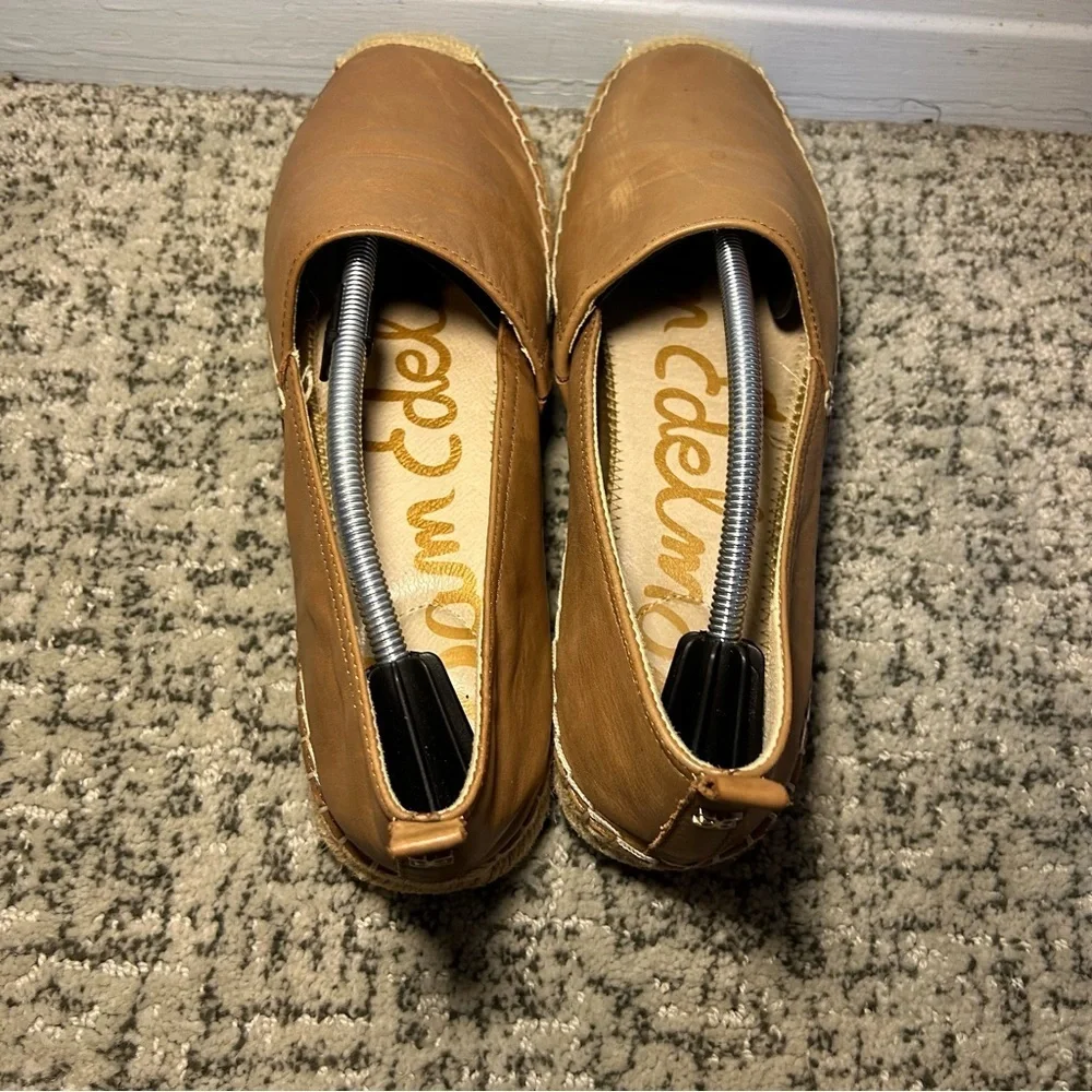 Sam Edelman Brown Kesia Espadrille Leather Slip-On Loafers Size 9.5